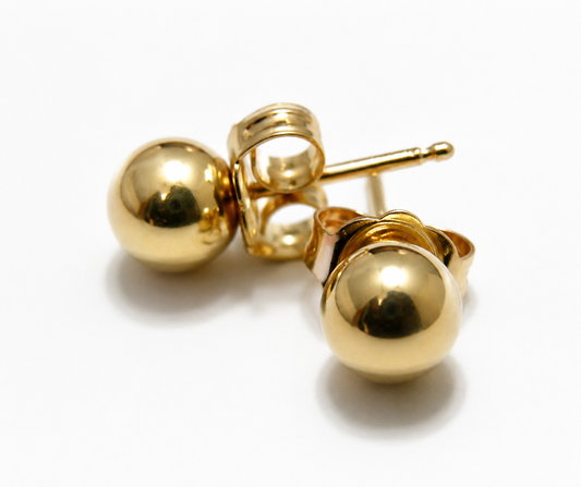 Genuine 9ct 9k 375 Yellow Gold 7mm Stud Ball Earrings