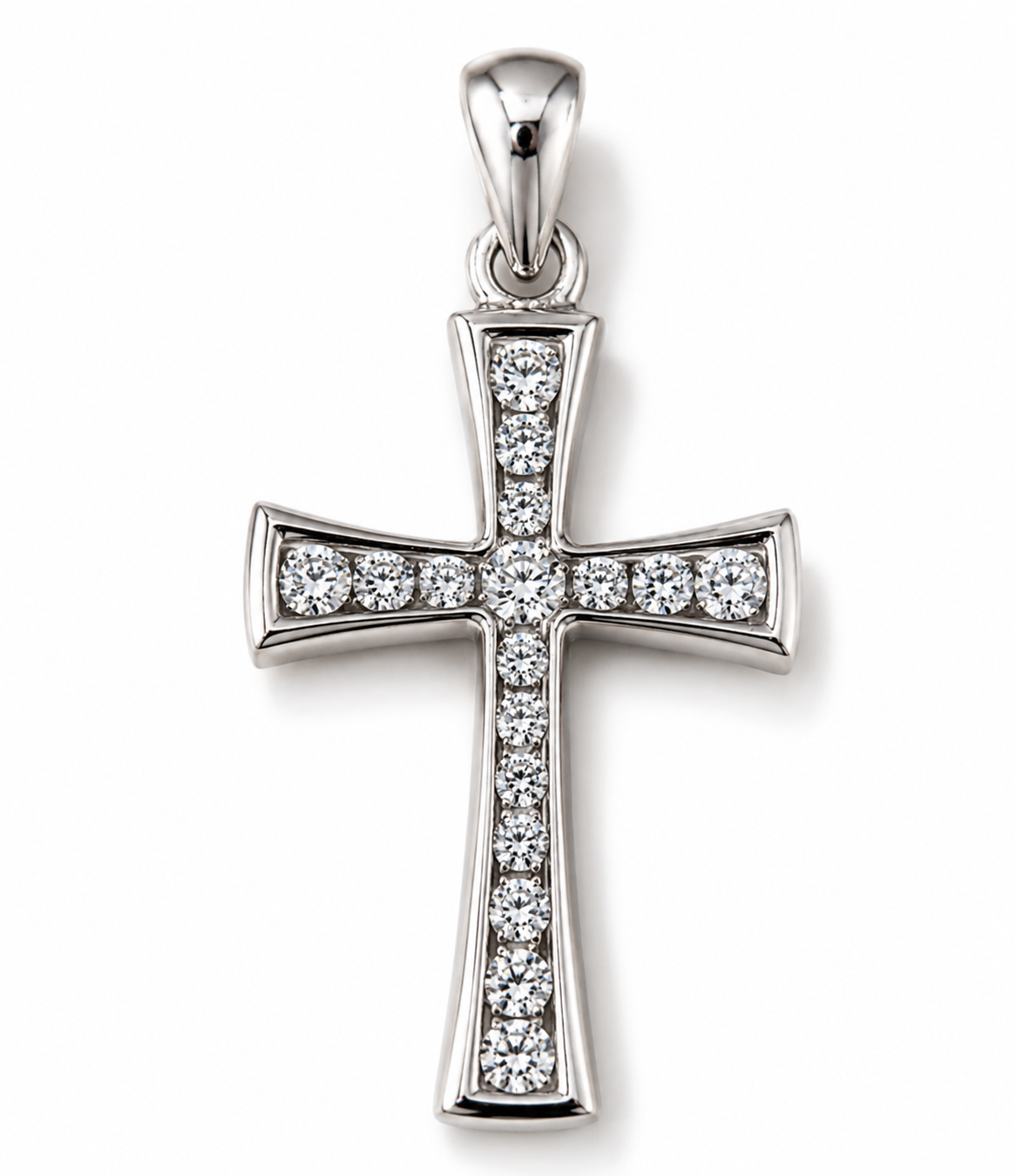 Genuine Sterling Silver 925 Cubic Zirconia Cross 23mm x 15mm