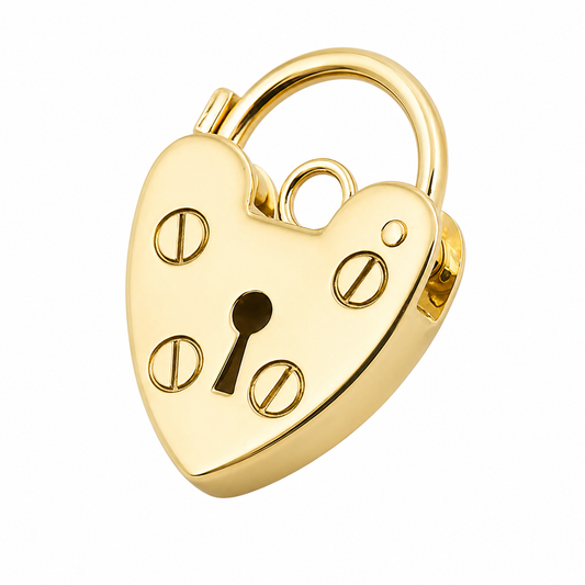 Genuine Small 13.5mm 9ct 9k 375 Yellow or Rose Gold Screw Heart Pendant Padlock