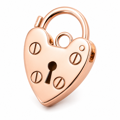 Genuine Small 13.5mm 9ct 9k 375 Yellow or Rose Gold Screw Heart Pendant Padlock