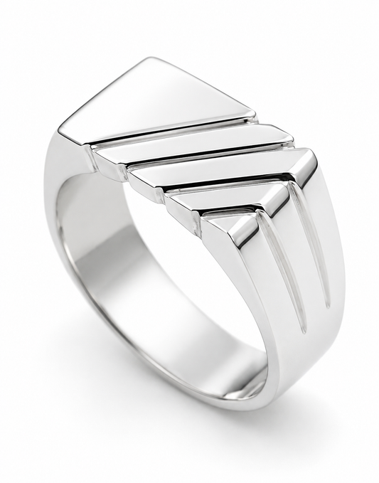 Genuine Sterling Silver 925 Mens Rectangular Signet Ring - Choose your ring size