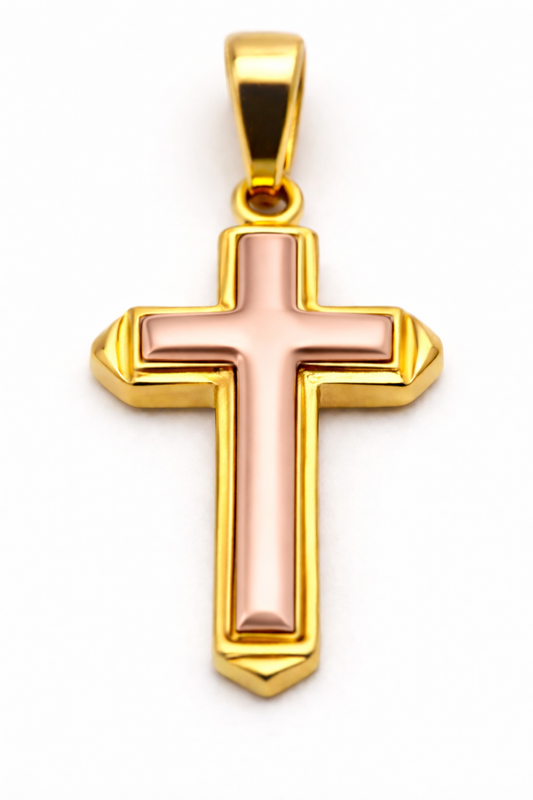 Kaedesigns New Genuine New 9ct 9K 375 Yellow & Rose Gold Heavy Cross Pendant