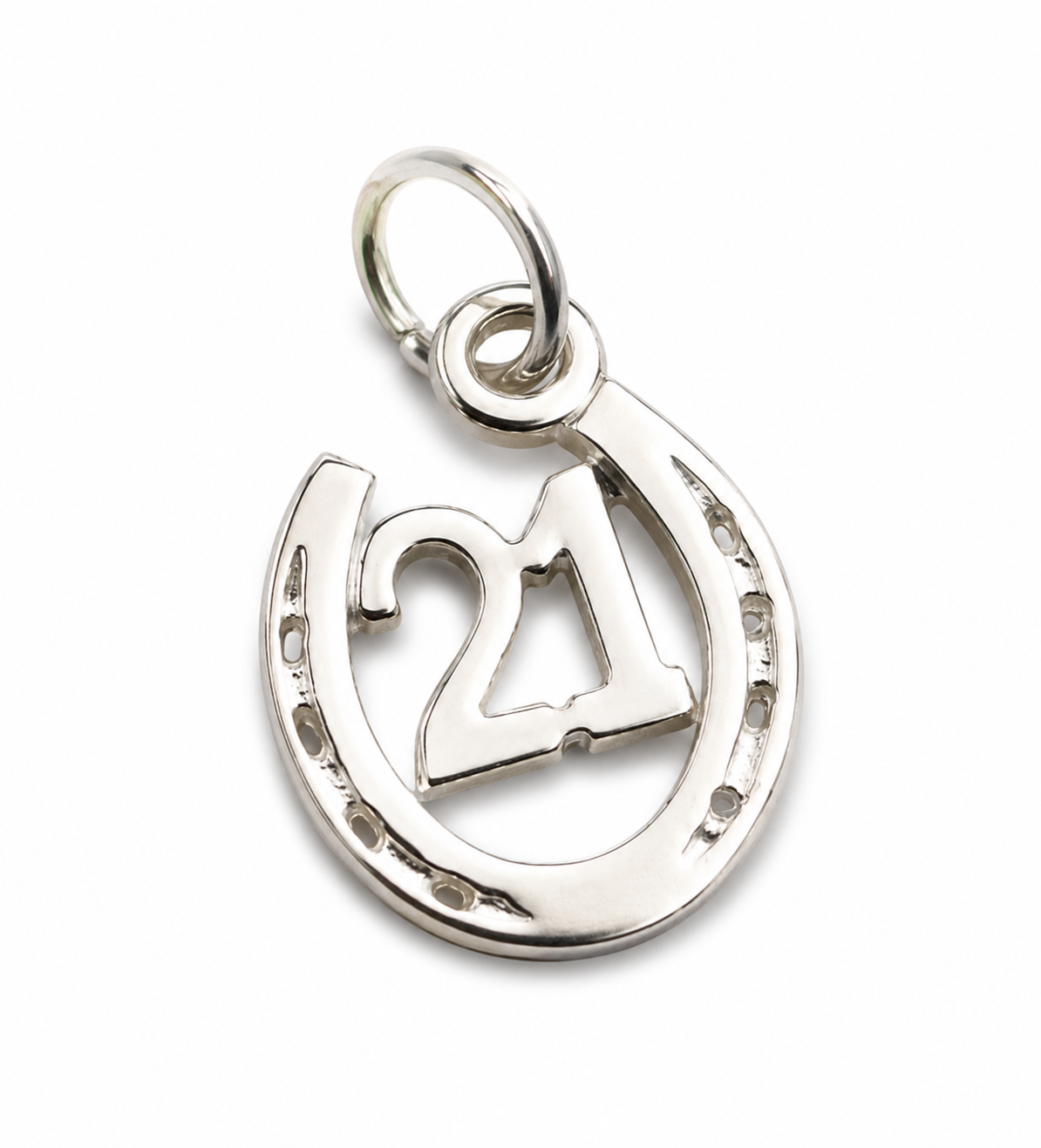 Genuine Sterling Silver 925 21st 21 in Horseshoe Pendant Charm