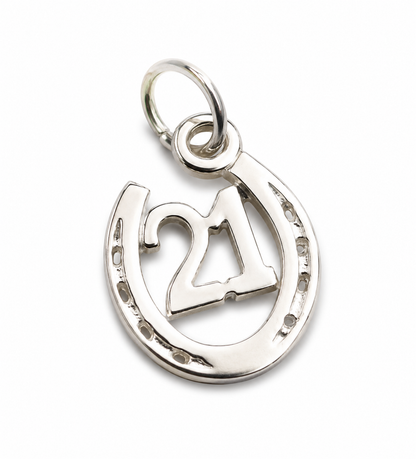Genuine Sterling Silver 925 21st 21 in Horseshoe Pendant Charm