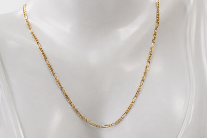Genuine 9ct 9k 375 Yellow Gold Diamond Cut Figaro Chain Necklace 3.4grams 50cm 1.7mm