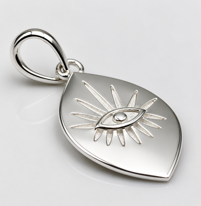 Genuine Sterling Silver 925 Greek  Eye Charm Pendant