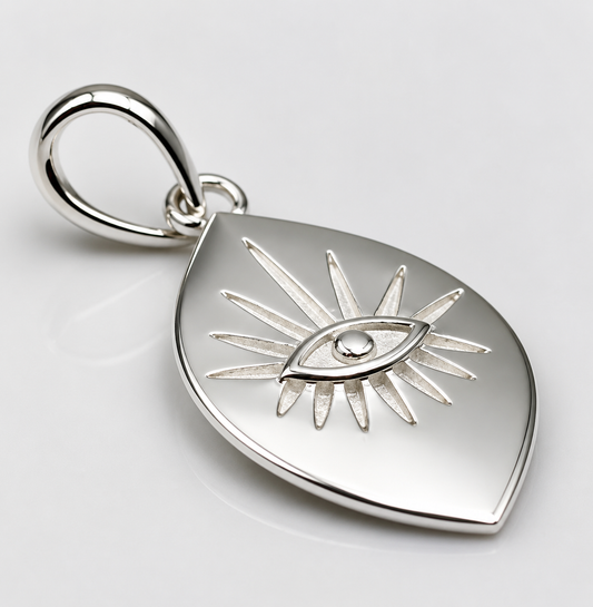 Genuine Sterling Silver 925 Greek  Eye Charm / Pendant