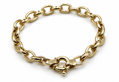 Genuine Solid 18ct 18k 750 Yellow, Rose or White Gold Oval Belcher Link 19cm Bolt Ring Bracelet