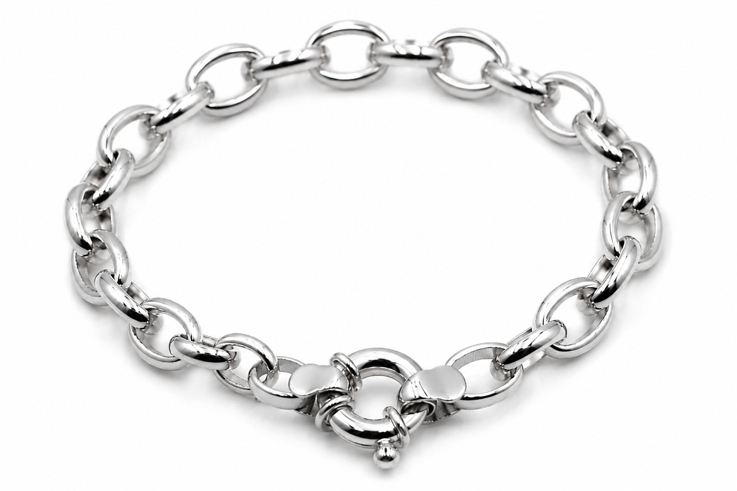 Genuine Solid 18ct 18k 750 Yellow, Rose or White Gold Oval Belcher Link 19cm Bolt Ring Bracelet