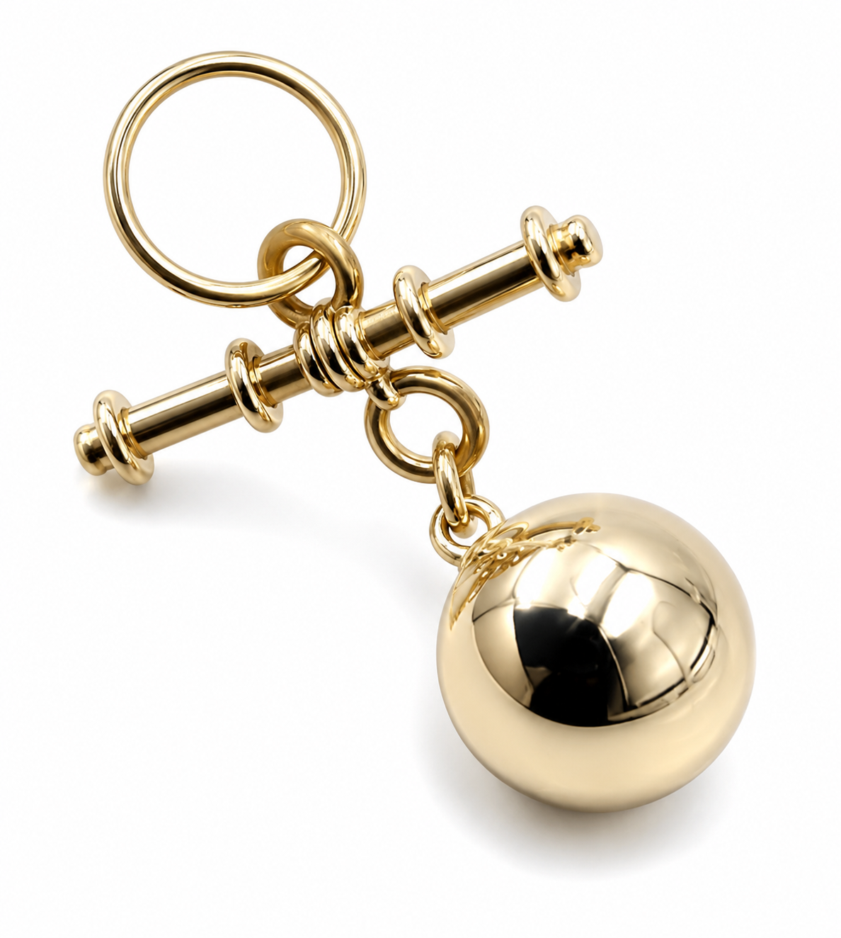 Genuine 9ct 9k 375 Yellow, Rose or White Gold Plain 14mm Ball Pendant with T-Bar