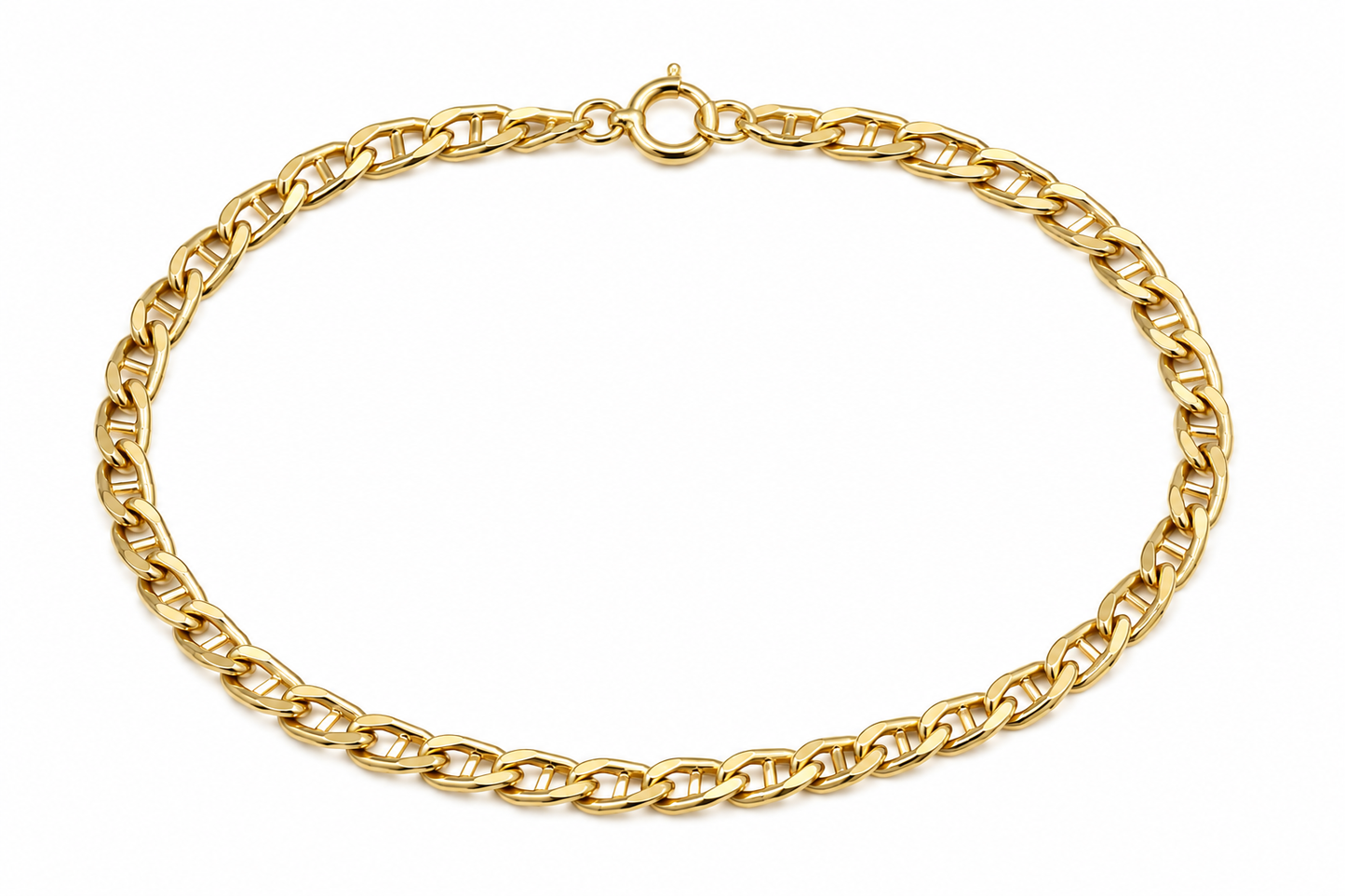 Genuine 14ct 14k 585 Yellow Mariner Chain Link Bracelet 17cm
