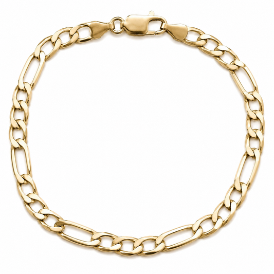Genuine 9ct 9k 375 Yellow Gold Solid 19cm Figaro Bracelet 4.9mm 5.5g