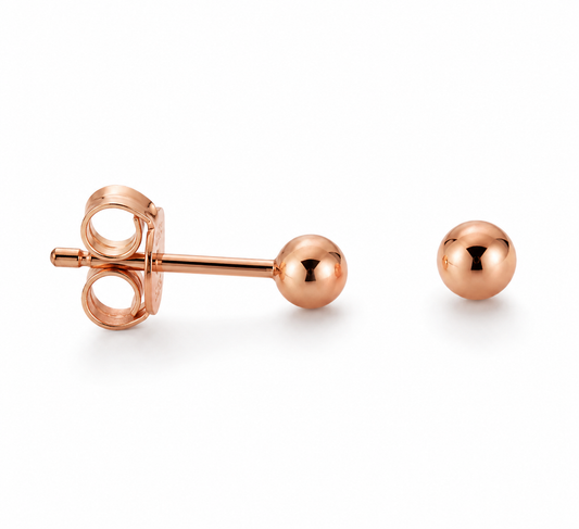 Kaedesigns 9ct 9k 375 Rose Gold 3mm Stud Ball Earrings