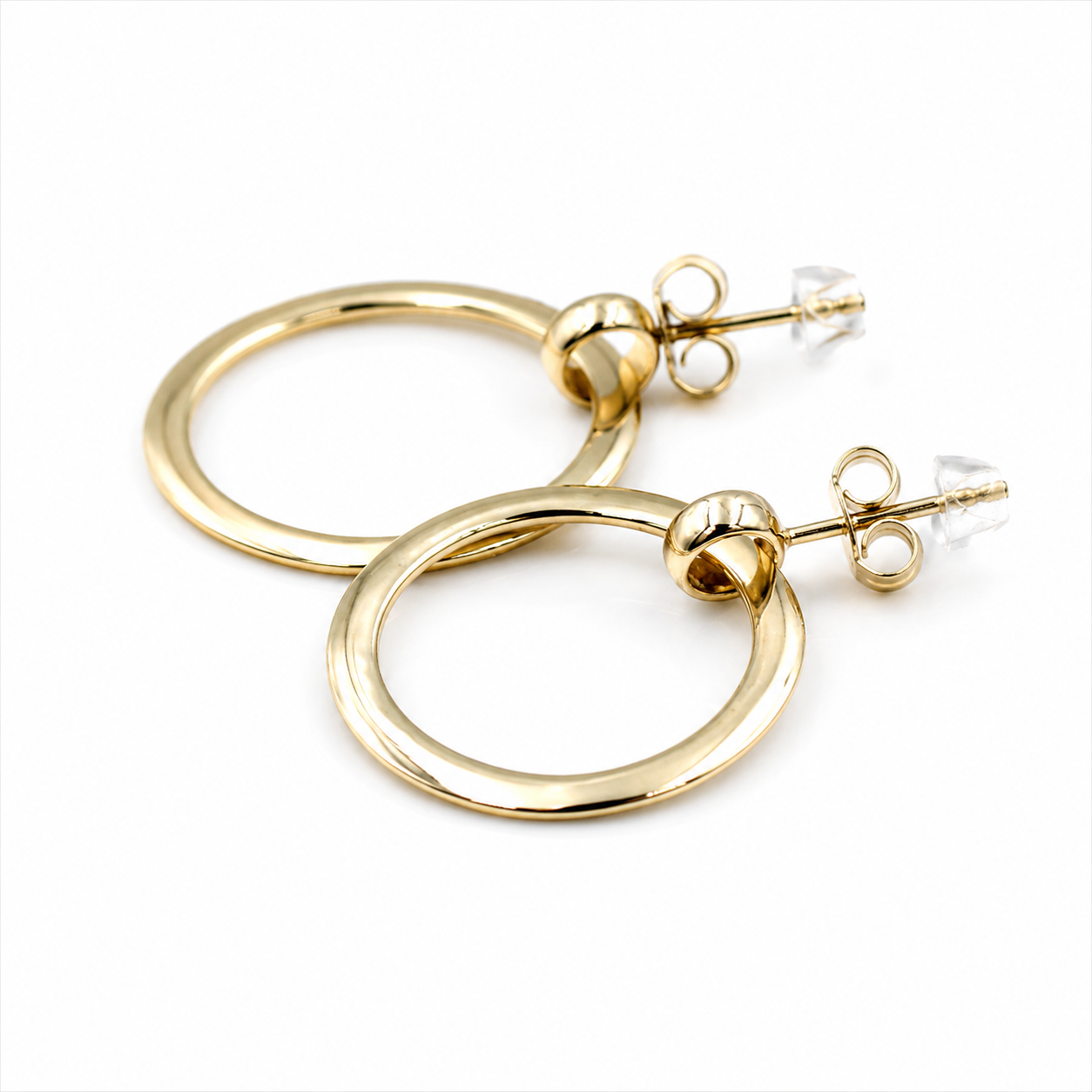 Genuine 9ct 9k 375 Yellow, Rose or White Gold 24mm Hoop Stud Circle Earrings