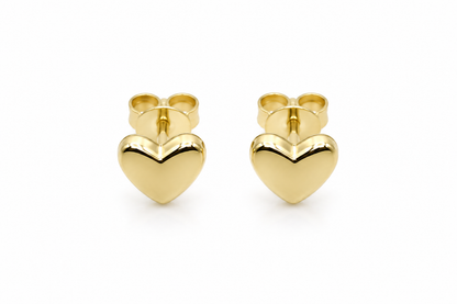 Childs Small 9ct 9K 375 Solid Yellow Gold Stud Heart Earrings