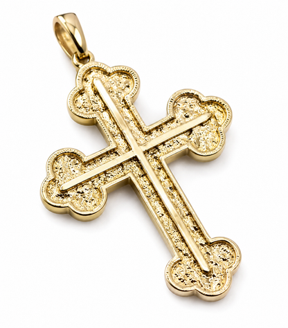 Genuine Solid 9ct 9K 375 Yellow, Rose or White Gold Byzantine Cross Pendant