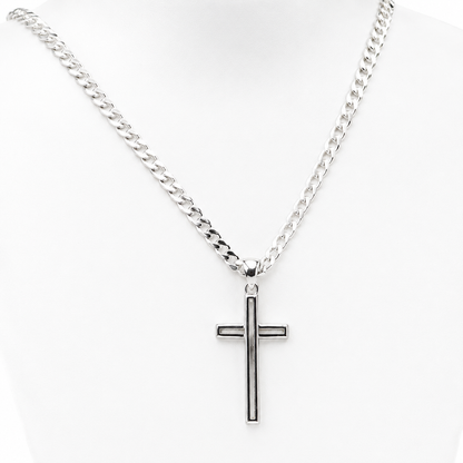 Kaedesigns Full Solid Sterling Silver 925 Ridged Cross Pendant  & 60cm Chain