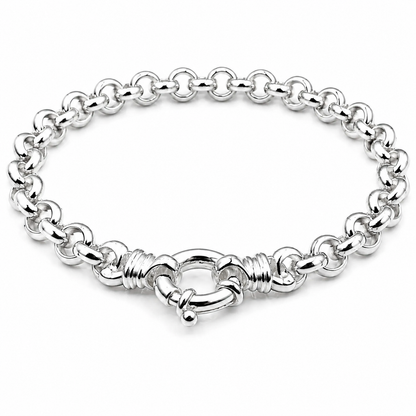 Kaedesigns 925 Sterling Silver Belcher bracelet with Bolt Ring 19cm -Free post