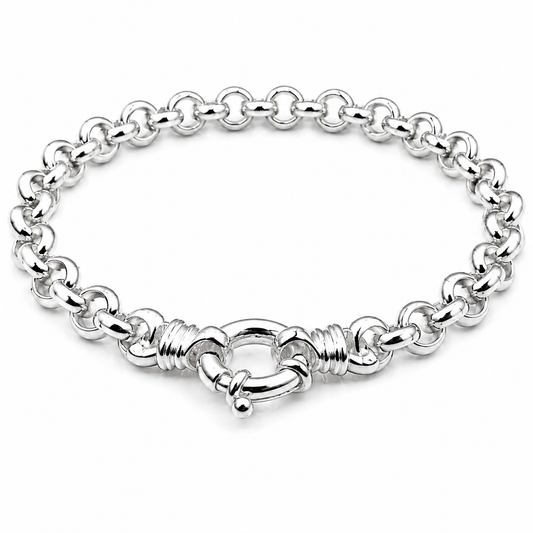 Kaedesigns 925 Sterling Silver Belcher bracelet with Bolt Ring 19cm -Free post
