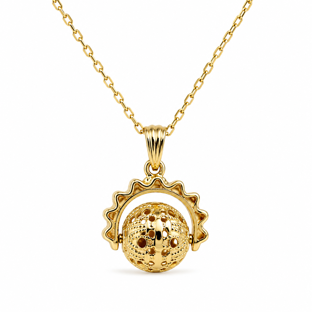 Genuine 9ct 9k 375 Yellow Gold 45cm Cable Necklace Chain + Spinner Pendant
