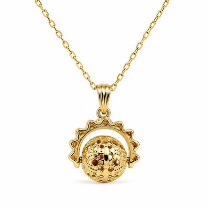 Genuine 9ct 9k 375 Yellow Gold 45cm Cable Necklace Chain + Spinner Pendant
