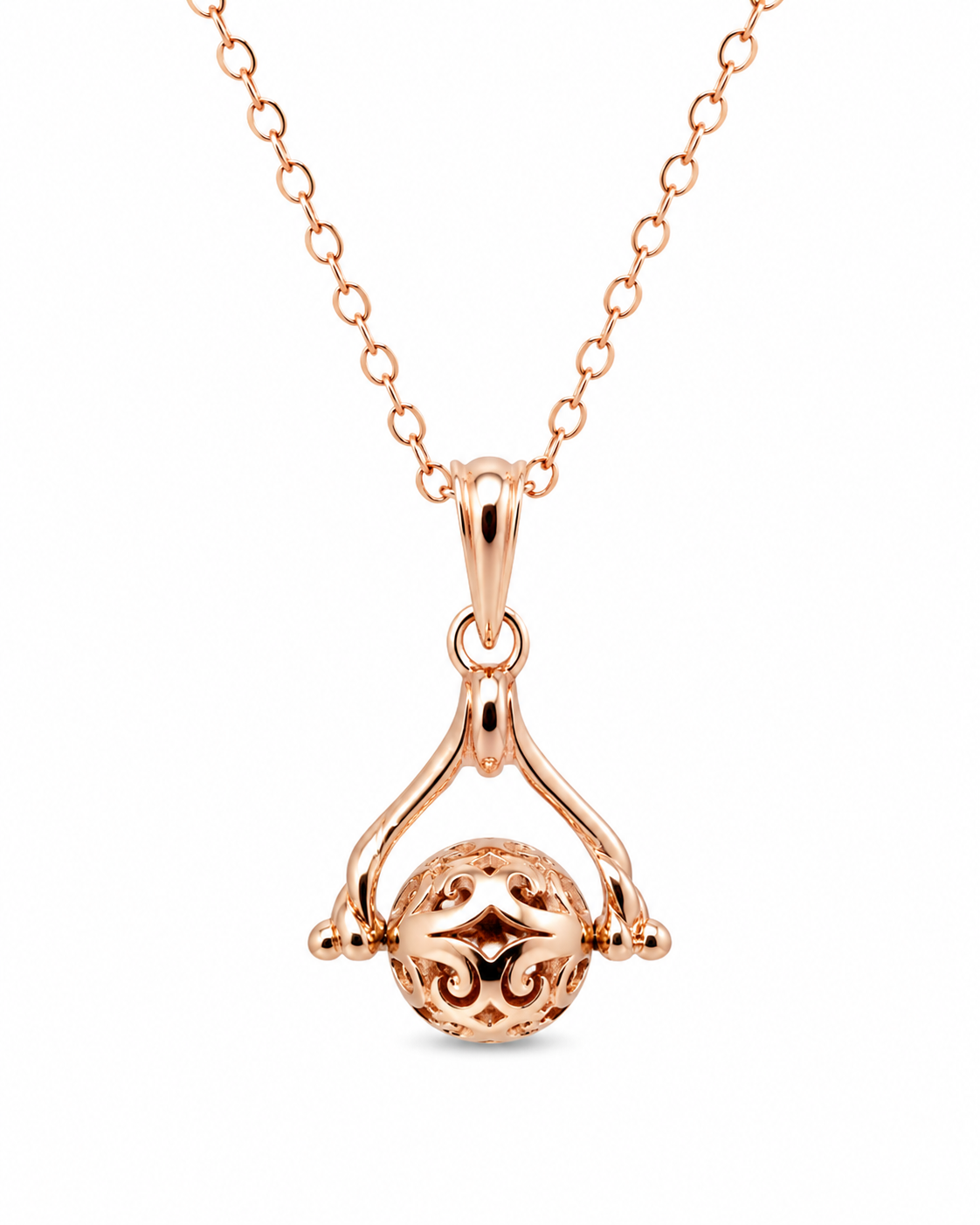 Genuine 9ct 9k 375 Rose Gold Thin Cable Chain Necklace 50cm + Spinner Ball Pendant