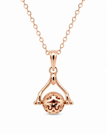 Genuine 9ct 9k 375 Rose Gold Thin Cable Chain Necklace 50cm + Spinner Ball Pendant
