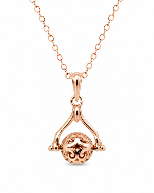 Genuine 9ct 9k 375 Rose Gold Thin Cable Chain Necklace 50cm + Spinner Ball Pendant