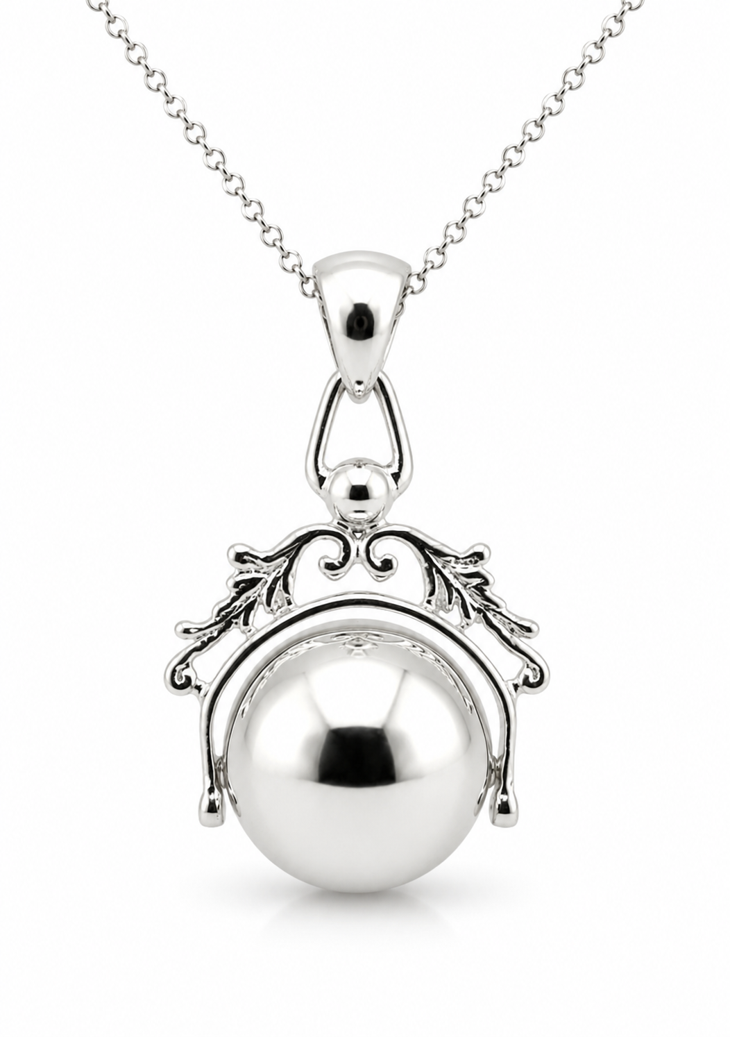 Sterling Silver 925 Ball Pendant Spinner Kerb + 55cm Curb Necklace