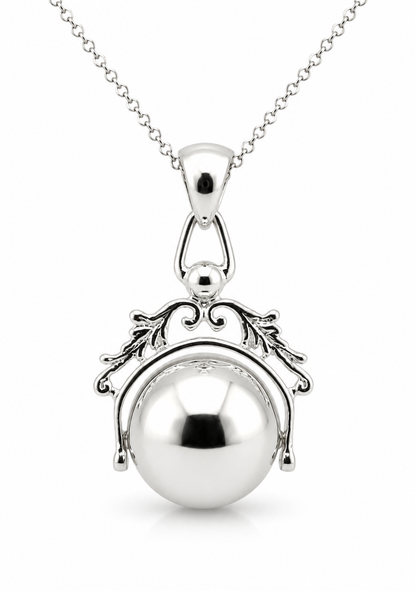 Sterling Silver 925 Ball Pendant Spinner Kerb + 55cm Curb Necklace