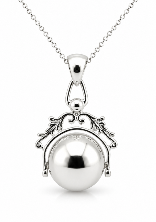 Sterling Silver 925 Ball Pendant Spinner Kerb + 55cm Curb Necklace