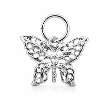 Sterling Silver 925 Small Filigree Butterfly Charm Pendant + jump ring