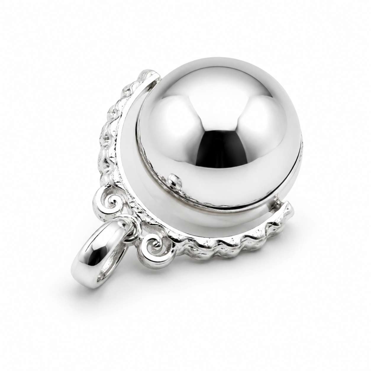Genuine Sterling Silver 925 18mm Plain Ball Spinner Pendant