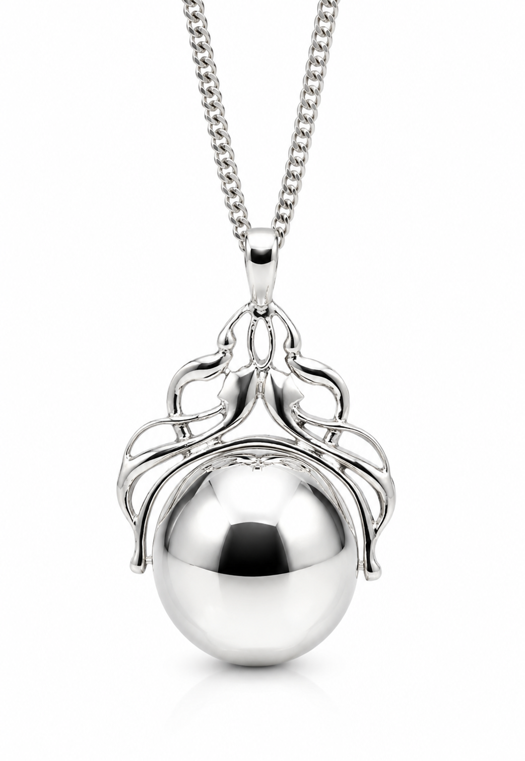 Sterling Silver 925 16mm Plain Ball Spinner Pendant + Necklace Chain