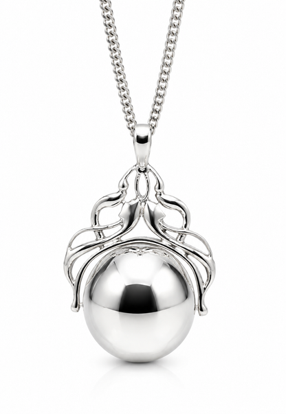 Sterling Silver 925 16mm Plain Ball Spinner Pendant + Necklace Chain