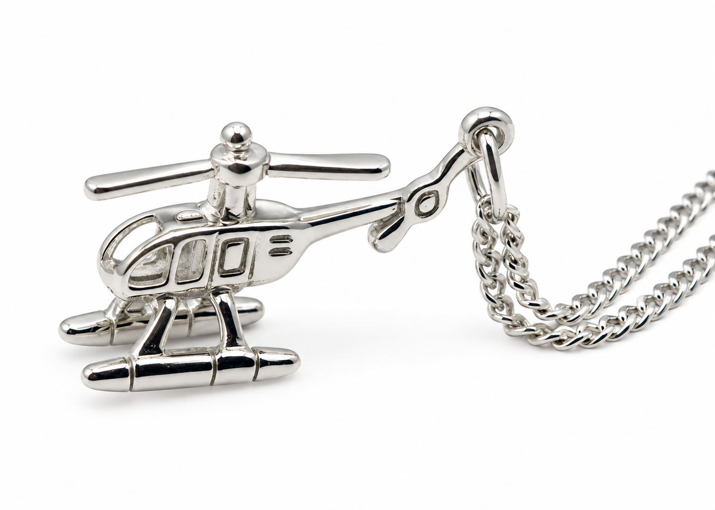 Genuine Sterling Silver 925 Helicopter Chopper Charm Pendant + Chain