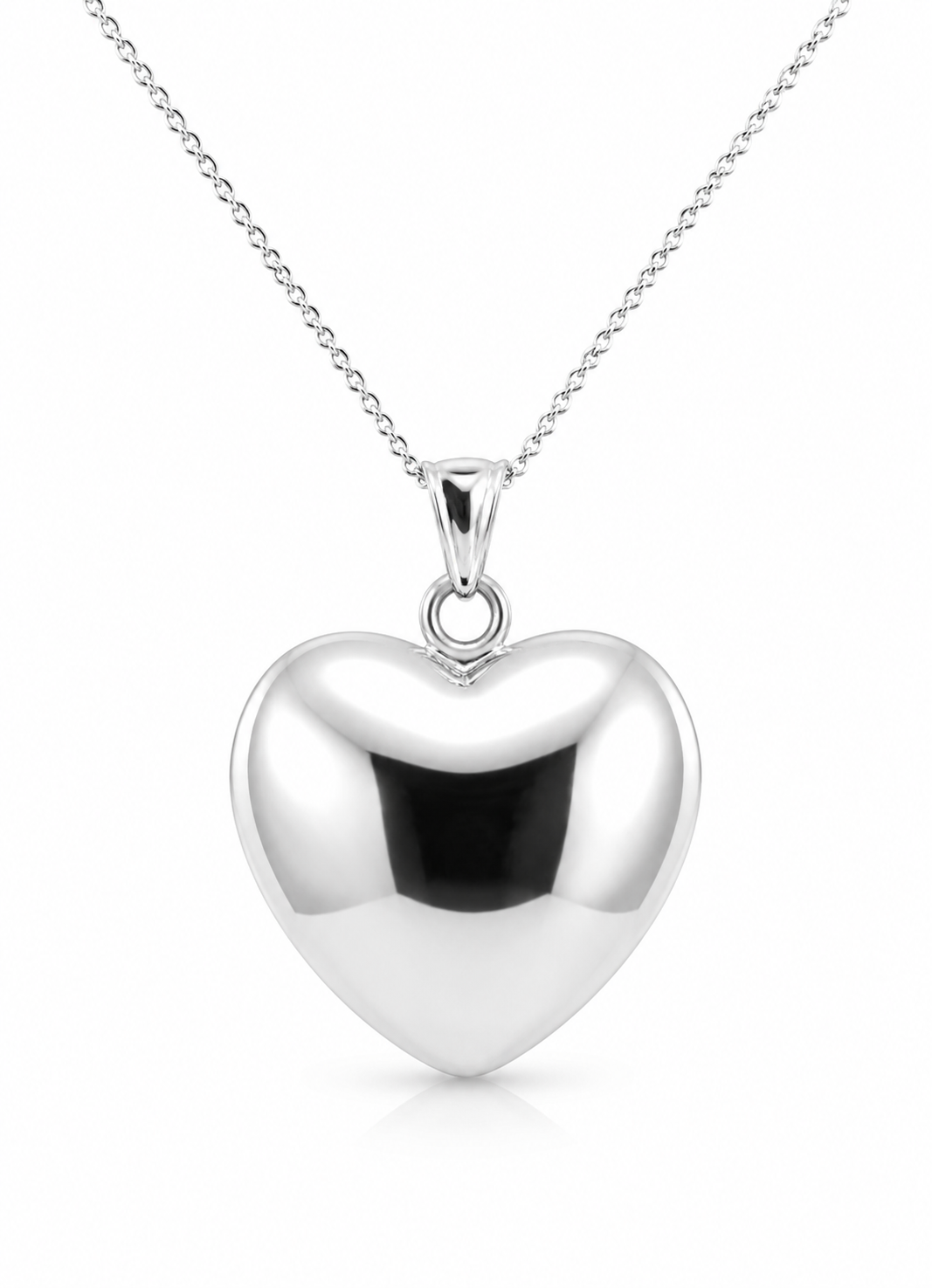 Sterling Silver 925 Medium Bubble Heart Pendant + 55cm Curb Necklace