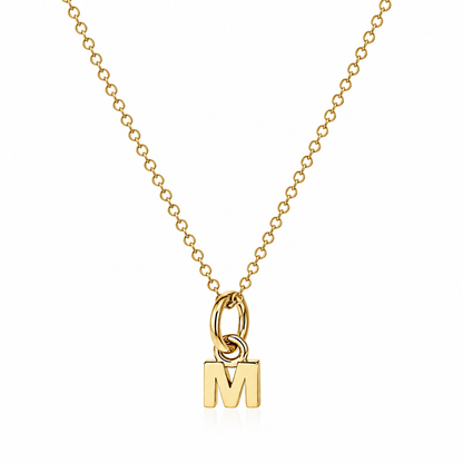 Genuine 9ct Yellow or Rose Gold 58cm Ladies Slider Heart Necklace Chain + Small Initial M Charm