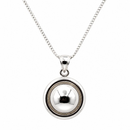 Sterling Silver 925 Large Round Plain Pendant + 55cm Curb Necklace