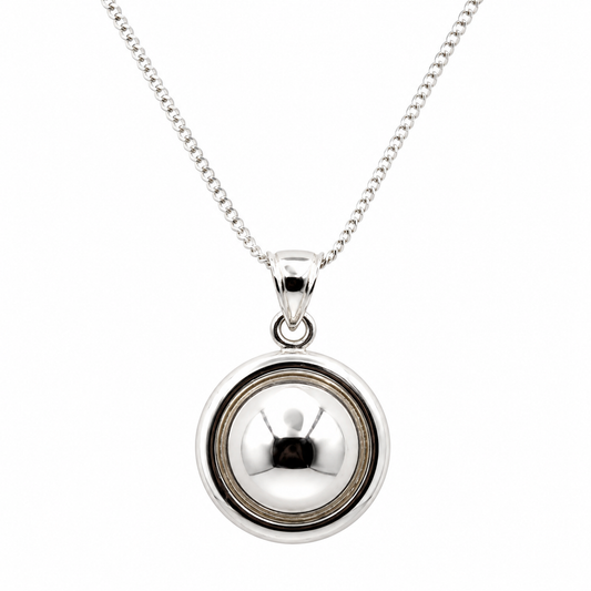 Sterling Silver 925 Large Round Plain Pendant + 55cm Curb Necklace