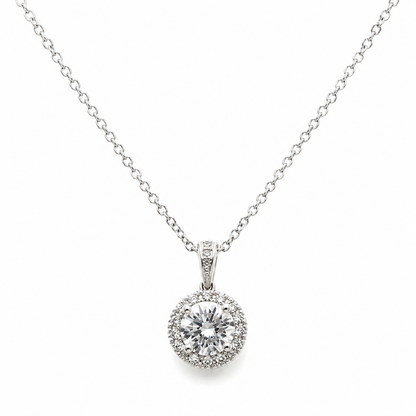Genuine 9ct 375 White Gold 1ct Lab-Grown Diamond Pendant + 46cm Chain