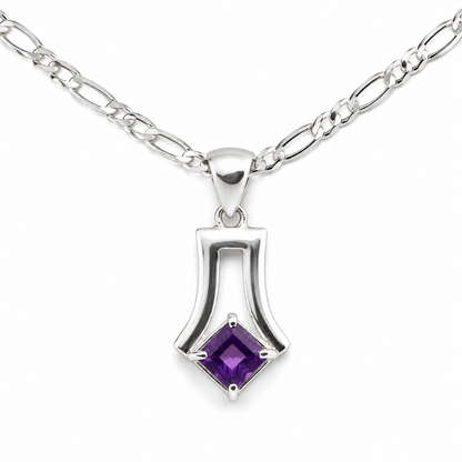 Sterling Silver 925 Amethyst Pendant & 45cm Chain Necklace