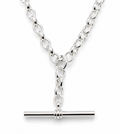 Genuine Sterling Silver 925 Antique Oval Belcher Link FOB Chain Necklace