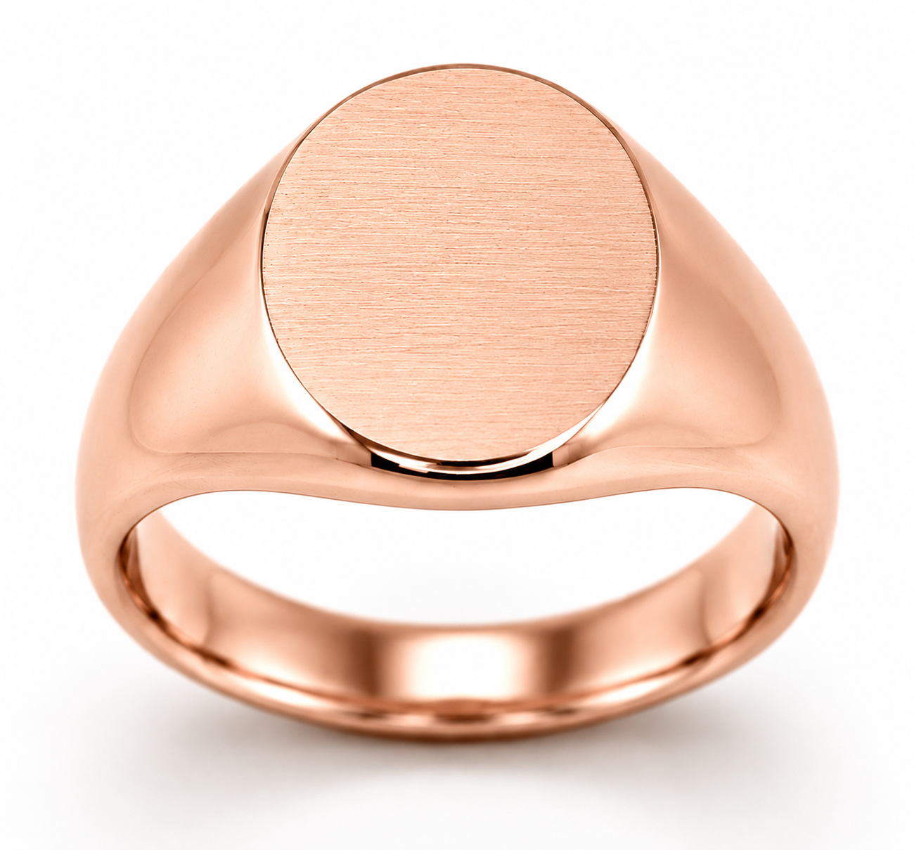 Kaedesigns Full Solid Heavy 9ct 9k 375 Yellow, Rose or White Gold Matt Polished Oval Signet 12mm x10mm Ring - Choose your ring size H to Q 1/2