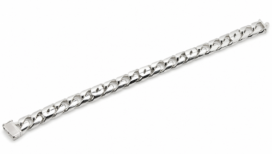 Heavy Fine Silver 999 Kerb Curb Bracelet 21cm 78.03Grams