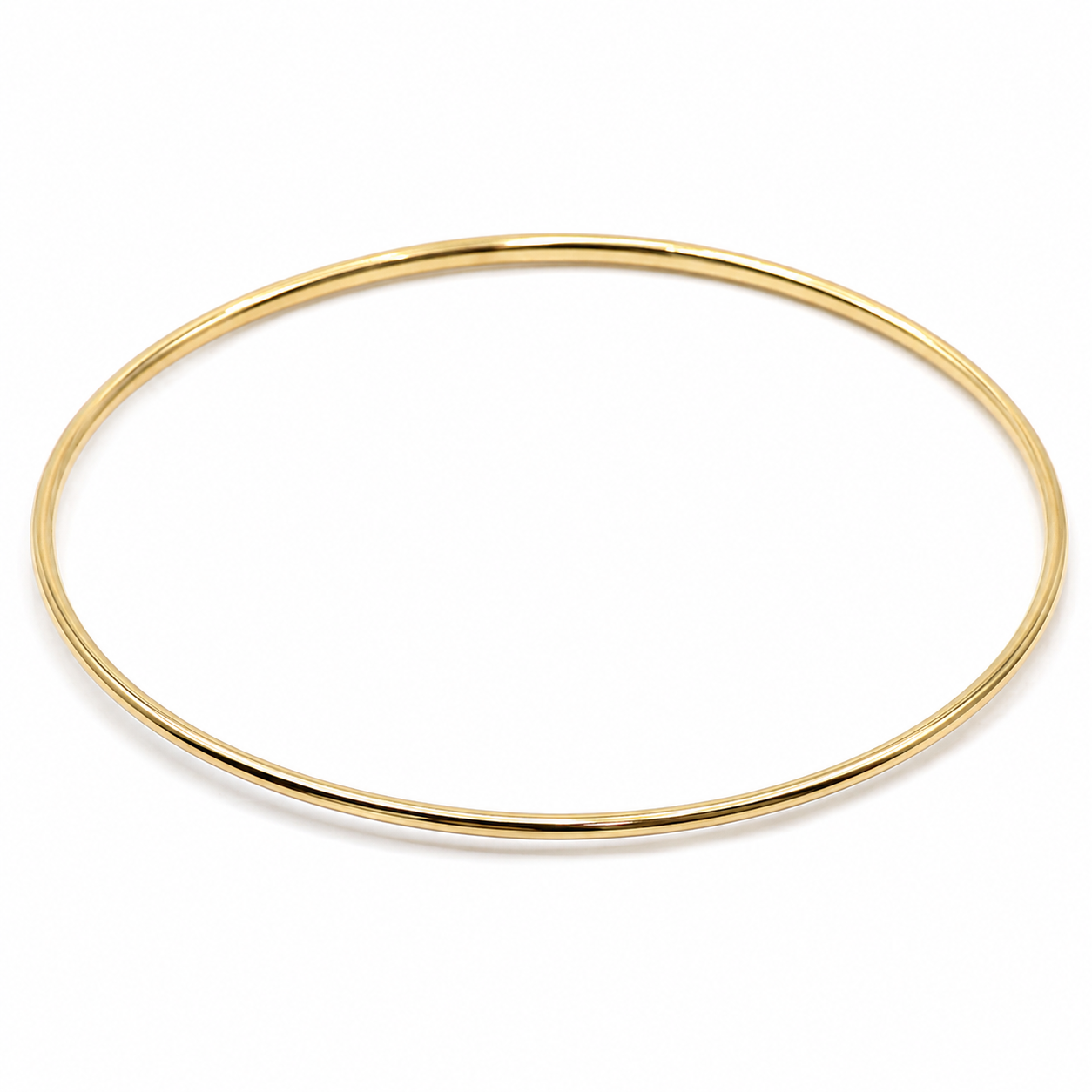 Genuine 9ct 9kt 375 FULL SOLID Yellow, Rose or White gold 1.5mm GOLF bangle 65mm inside diameter