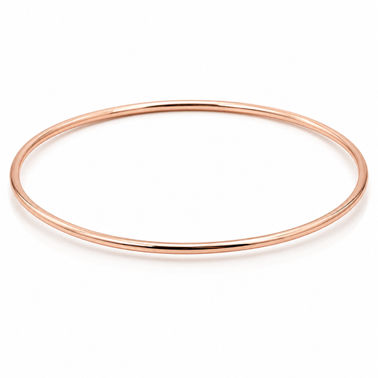 Genuine 9ct 9k 375 Yellow, Rose or White Gold Thin 1.6mm GOLF bangle 65mm inside diameter