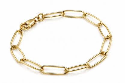 Genuine Handmade 17cm Solid 9ct 375 Yellow, Rose or White Gold Paper Clip Paperclip Bracelet