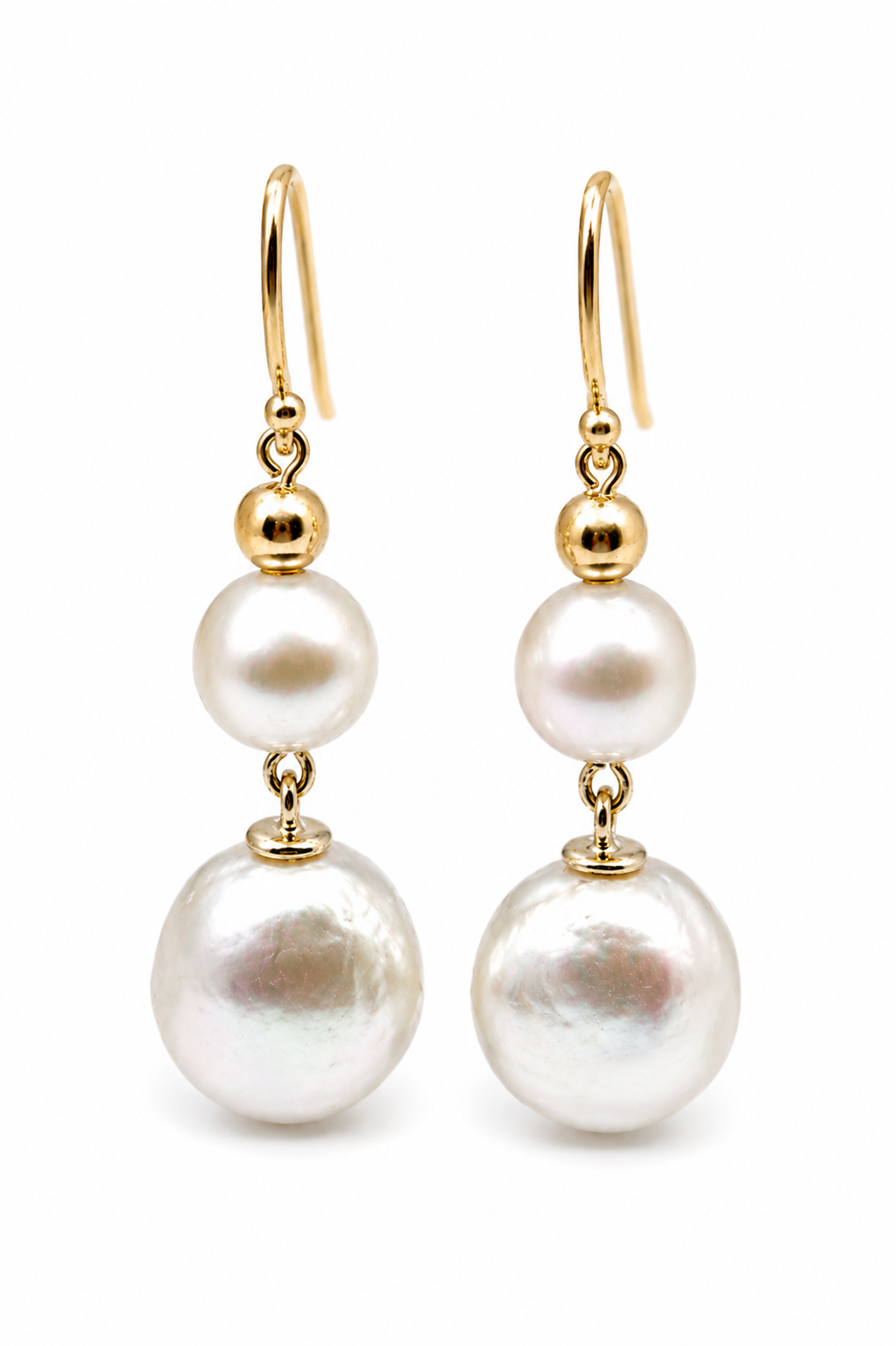 Genuine 9ct 9k 375 Yellow Gold Freshwater Cultured Pearl Baroque Pearl Earrings