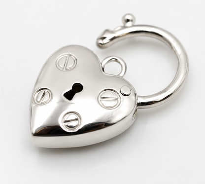 Sterling Silver 925 Bubble Heart 14.5mm Screw Polished Heart Padlock